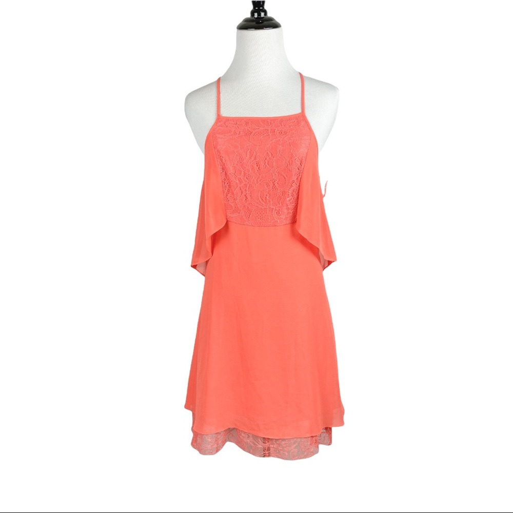 BCBGeneration Coral Sundress Halter Neck Mini Dress Size Small in Coral